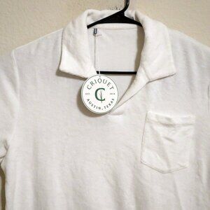 Criquet Shirt Mens Large New Short Sleeve Terry Cloth Polo White